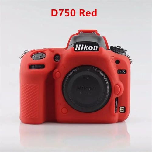 Pour Nikon Z50 Z6 Z7 z6ii z7ii D5500 D5600 D7000 D7100 D7200 D600 D610 D750 DSLR housse en caoutchouc de silicone souple armure sac pour appareil photo-D750 Rouge