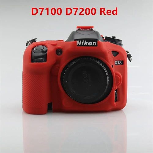 Pour Nikon Z50 Z6 Z7 z6ii z7ii D5500 D5600 D7000 D7100 D7200 D600 D610 D750 DSLR housse en caoutchouc de silicone souple armure sac pour appareil photo-D7100 D7200 Rouge