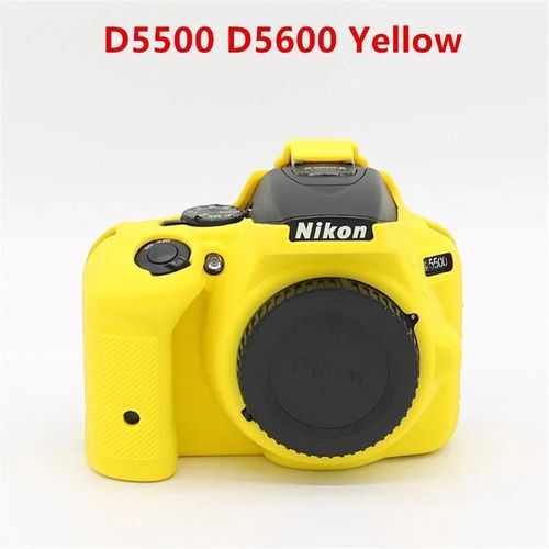 Pour Nikon Z50 Z6 Z7 z6ii z7ii D5500 D5600 D7000 D7100 D7200 D600 D610 D750 DSLR housse en caoutchouc de silicone souple armure sac pour appareil photo-D5500 D5600 Yellow