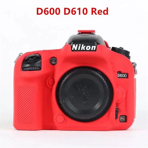 Pour Nikon Z50 Z6 Z7 z6ii z7ii D5500 D5600 D7000 D7100 D7200 D600 D610 D750 DSLR housse en caoutchouc de silicone souple armure sac pour appareil photo-D600 D610 Rouge