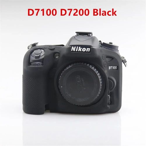 Pour Nikon Z50 Z6 Z7 z6ii z7ii D5500 D5600 D7000 D7100 D7200 D600 D610 D750 DSLR housse en caoutchouc de silicone souple armure sac pour appareil photo-D7100 D7200 Noir