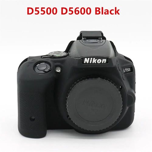 Pour Nikon Z50 Z6 Z7 z6ii z7ii D5500 D5600 D7000 D7100 D7200 D600 D610 D750 DSLR housse en caoutchouc de silicone souple armure sac pour appareil photo-D5500 D5600 Noir