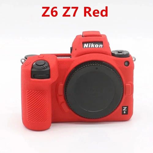 Pour Nikon Z50 Z6 Z7 z6ii z7ii D5500 D5600 D7000 D7100 D7200 D600 D610 D750 DSLR housse en caoutchouc de silicone souple armure sac pour appareil photo-Z6 Z7 Rouge