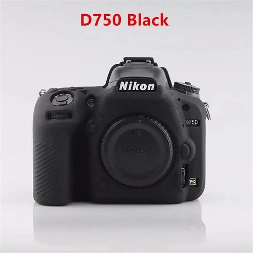 Pour Nikon Z50 Z6 Z7 z6ii z7ii D5500 D5600 D7000 D7100 D7200 D600 D610 D750 DSLR housse en caoutchouc de silicone souple armure sac pour appareil photo-D750 Noir