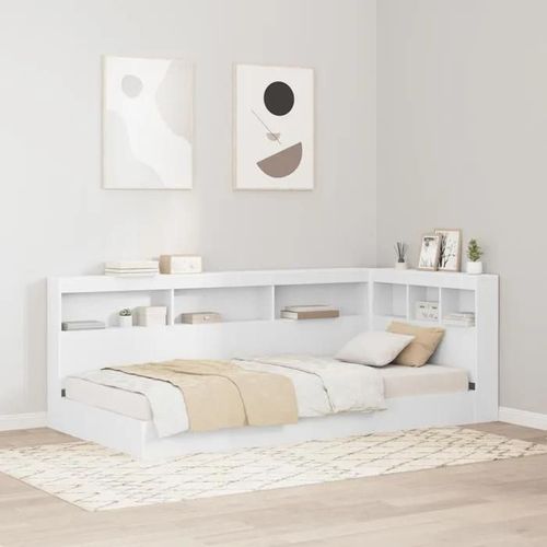 Vidaxl Lit Avec Bibliothèque Blanc 75x190 Cm Bois D'ingénierie
