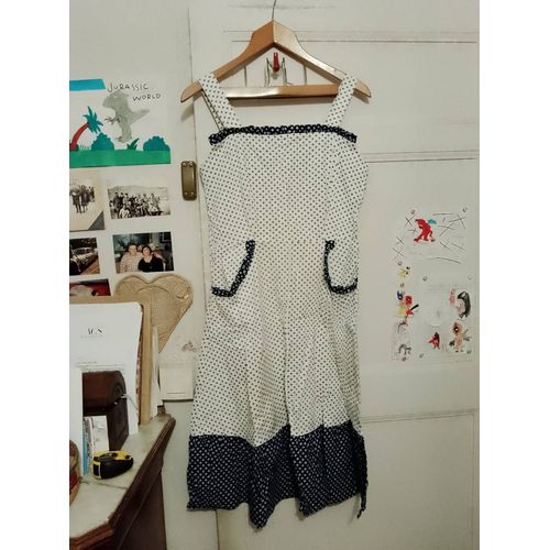 Robe Blanche Fleurs Marines 38 M Vintage Années 80 C&ampa.