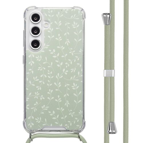Imoshion Coque Design Avec Cordon Samsung Galaxy S24 Fe Smoke Green Flowers