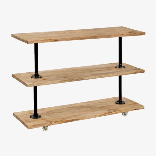 Console En Bois De Manguier Willink Avec Roulettes Bois De Mangue