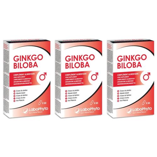 Labophyto Lot De 3 Cures Ginkgo Biloba Érection Favorisée - 60 Gélules 