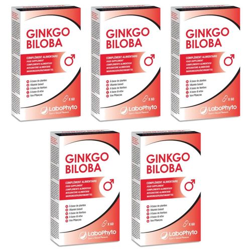 Labophyto Lot De 5 Cures Ginkgo Biloba Érection Favorisée - 60 Gélules 