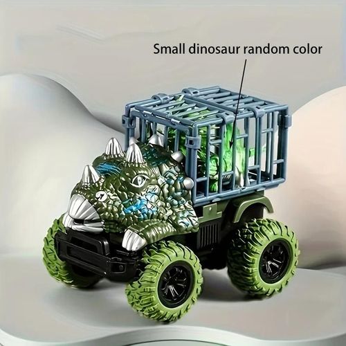 Jouets de camion de dinosaure à retirer, jouets de camion de Transport de voiture avec figurines de Dino pour garçons et tout-petits, jeux de dinosaures t-rex, camion monstre--Green Triceratops