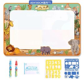 Tapis de gribouillage à l'eau 100x80cm, tapis de gribouillage magique, tapis de coloriage, planche à dessin, jouets éducatifs pour garçons et filles de 2 à 7 ans--YJ23504-Animal