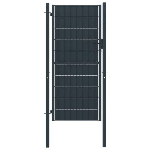 Prolenta Premium - Portail De Clôture Pvc Et Acier 100x124 Cm Anthracite
