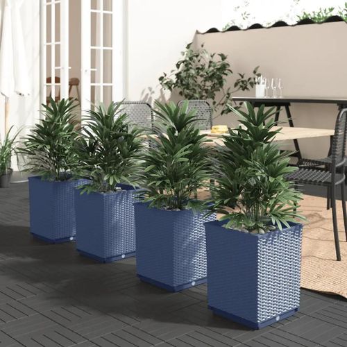 Prolenta Premium - Jardinières 4 Pcs Bleu Gris 30x30x37 Cm Polypropylène