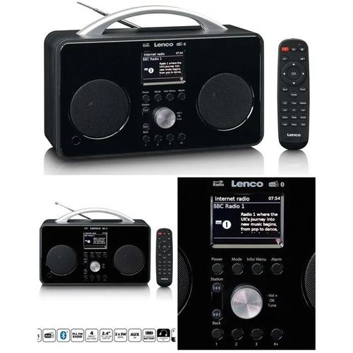 Radio Internet LENCO DAB+/FM avec télécommande Bluetooth® et batterie rechargeable