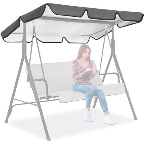 Lbgwp60-Housse De Toit Pour Balancelle Hollywoodienne 3 Places, En Tissu Oxford 420d Imperméable, Voile D'ombrage Pour Balancelle De Jardin (Gris, 210 X 145 Cm)