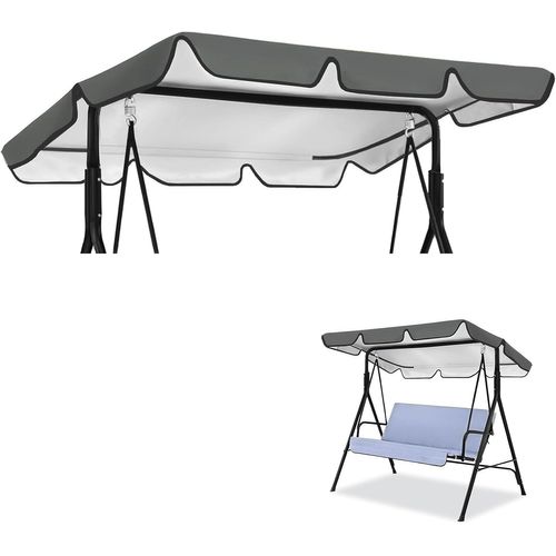 Lbgwp60-Housse De Toit Pour Balancelle 3 Places, 210 X 145 Cm, Gris, Tissu Oxford 420d, Toit De Rechange, Pour Balancelle De Jardin, Bâche De Toit, Imperméable, Protection Uv