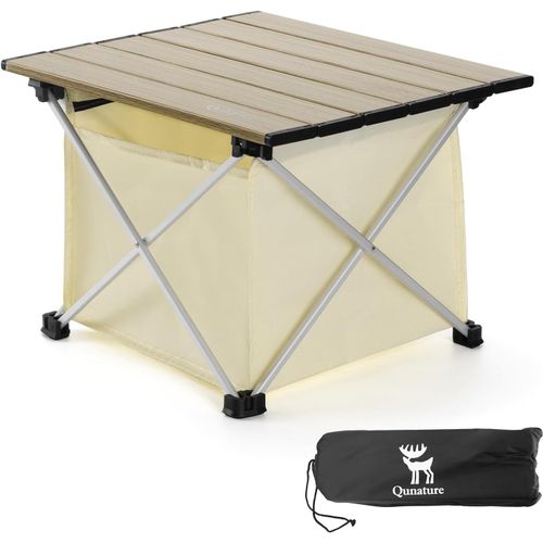 Lbgwp60-Table Repliable Plateau Déroulant Aluminium Avec Rangement Étanche Compacte Démontable Pour Camping Pique-Nique Jardin Extérieur Pêche, M 56 X 40,5 X 40 Cm
