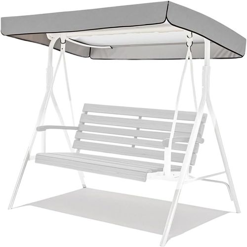 Lbgwp60-Housse De Toit Pour Balancelle 3 Places - Auvent Pour Balancelle De Jardin - En Tissu Oxford - Pour Terrasse, Pelouse, Jardin - 213 X 122 X 18/23 Cm - Gris