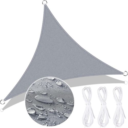 Lbgwp60-Voile D'ombrage Triangulaire 3x3x3m,Terrasse Imperméable Voile D'ombrage,Résistant Aux Uv,Voile D'ombrage Jardin Pour En Plein Air Avec Corde,Gris