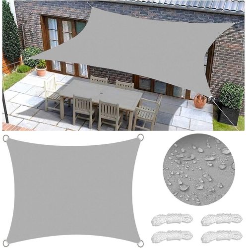 Lbgwp60-Voiles Ombrages Imperméable Carré Bâche Dombrages,Voiles Solaire,Pare Soleil Jardin Balcon,Toiles Ombrages 98% Uv Protection Pour Patio Terrasse Extérieur Avec Anneau En D Et Cordons 2x2m Gri