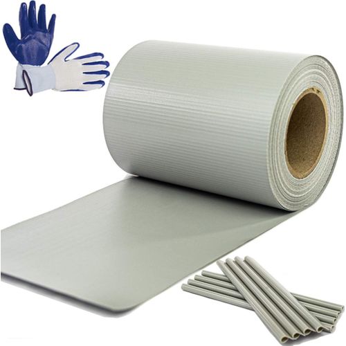 Lbgwp60-Br -Vue Pour Clôtures Rigides De Jardin - Bandes De Protection En Pvc Pour Panneaux Métalliques Rigides - 50mx0,19m - 35 Attaches ¿ Gris Clair ¿ Cadeau Gants De Jardinage De Taille Universell