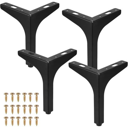 Lbgwp60-Lot De 4 Pieds De Meubles, Pieds De Meubles En Métal Noir De 15 Cm, Charge Jusqu'à 800 Kg Pieds De Table Triangle En Métal Modernes, Pieds De Meubles À Épingles Pour Armoires, Canapés