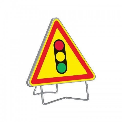 Panneau de signalisation temporaire "AK14 FEUX TRICOLORES" rétroréfléchissant - classe T1 TALIAPLAST