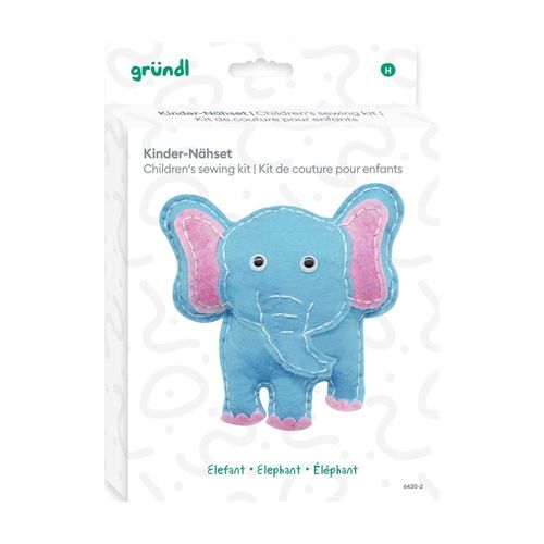 Kit De Couture Enfant ¿ Éléphant En Feutrine ¿ Gründl Taille : 15 X 12 Cm. Color : Bleu