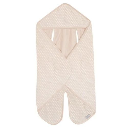 Couverture Enveloppante Avec Fentes Roba - Frosty Almond - 100% Coton Oeko-Tex - Motif Pois En Relief - Beige Amande