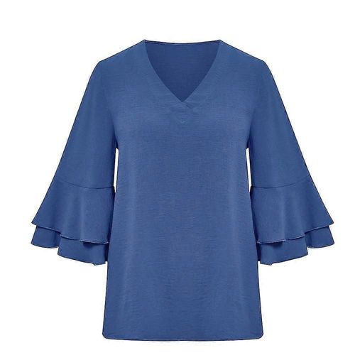 T-Shirts Décontractés À Manches Volantées Pour Femmes, T-Shirts Évasés À Manches Courtes, Col Rond, Tunique Ample Unie
