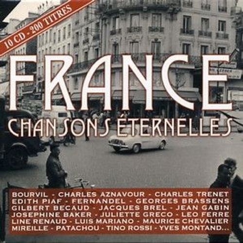Chansons Eternelles - France - Boxset 10 Cd - 200 Titres - Bourvil, Aznavour, Trenet, Piaf, Fernandel, Brassens, Becaud, Brel, Gabin, Baker, Greco, Ferre, Line Renaud, Mariano, Chevalier, Patachou ...