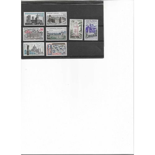 8 Timbres Neufs Monuments France 1960