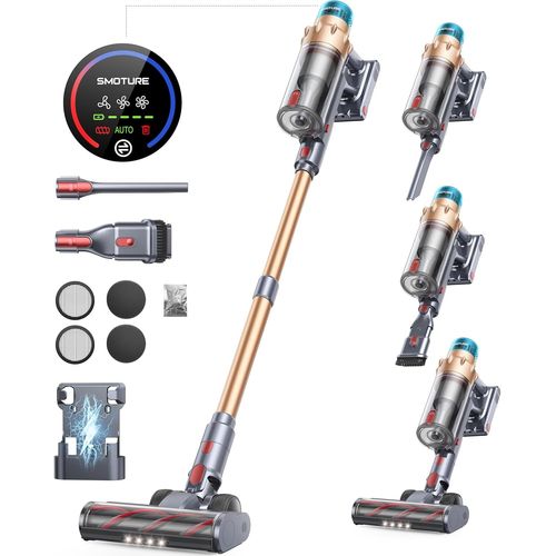 Aspirateur Balai Sans Fil ,550W/ 45Kpa/60Min Autonomie Aspirateur Balai Puissant Et Silencieux,Chargement Mural,Parfumés, Écrans Tactiles Couleur, 1,5L, Aspirateur Sans Fil Nettoya[ASP6180175]