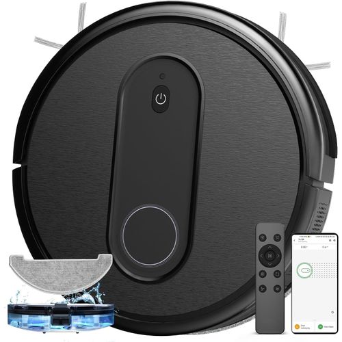 Aspirateur Robot 3000Pa, Robot Aspirateur Laveur 2 En 1, Robot Aspirateur Aspiration Puissante 120Min D'Autonomie, Ultra-Mince Silencieux, Connecté Par Alexa/App/Ifttt,Idéal Pourta[ASP6180608]