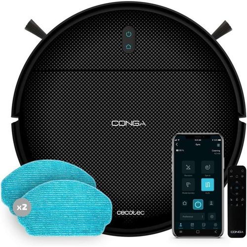 Robot Aspirateur Conga 999 Origin X-Treme. Technologie Aléatoire, 1000 Pa, 2 Brosses Latérales, Autonomie 120 Min, 6 Programmes, Contrôle App Et Télécommande, 2 Lingettes De Nettoy[ASP6180619]