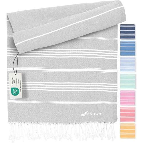 Serviette De Plage Hammam Fouta En Coton 100% Drap Turque Léger À Séchage Rapide, Accessoire Parfait Comme Drap De Plage Xxl Ou Paréo - Gris Clair - 200x200cm Sultan[Gra10155]