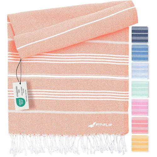 Serviette De Plage Hammam Fouta En Coton 100% Drap Turque Léger À Séchage Rapide, Accessoire Parfait Comme Drap De Plage Xxl Ou Paréo - Pêche - 100x200cm Sultan[Gra10164]