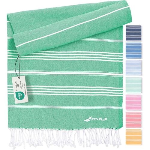 Serviette De Plage Hammam Fouta En Coton 100% Drap Turque Léger À Séchage Rapide, Accessoire Parfait Comme Drap De Plage Xxl Ou Paréo - Vert - 200x200cm Sultan[Gra10176]