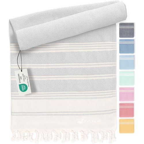 Serviette De Plage Hammam Fouta En Coton 100% Drap Turque Léger À Séchage Rapide, Accessoire Parfait Comme Drap De Plage Xxl Ou Paréo - Gris Clair - 100x200cm Diamond[Gra10147]