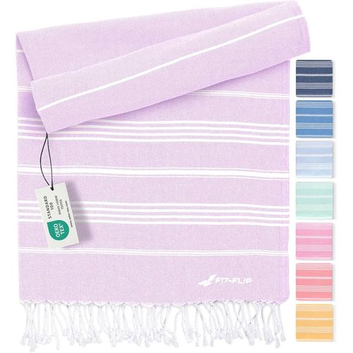 Serviette De Plage Hammam Fouta En Coton 100% Drap Turque Léger À Séchage Rapide, Accessoire Parfait Comme Drap De Plage Xxl Ou Paréo - Lila - 100x200cm Sultan[Gra10174]