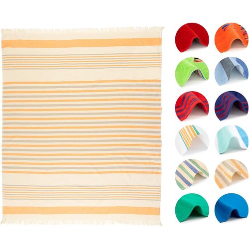 Pareo Maxi Carnota Orange 145x170 Cm Fouta De Plage En Coton Séchage Rapide, Compacte Et Douce Idéale Pour Voyage, Piscine Ou Été Fabriquée Au Portugal[Gra10322]
