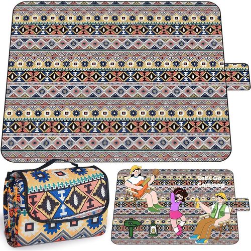 Couverture De Pique Nique Imperméable 200x200 Cm ¿ Tapis De Plage Léger (0,9kg) Avec Fond Aluminium Et Doudou Doux Pour Camping,Extérieur Résistant À La Pluie[Gra12598]