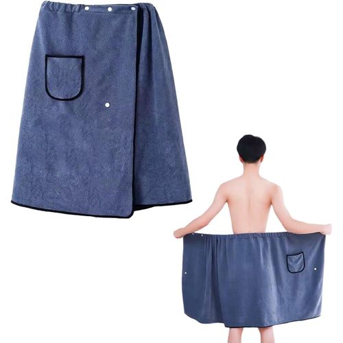 Draps De Bain Pour Hommes, Taille Unique Serviette Bain, Kilt De Sauna Pour Homme, Avec Boutons-Pression Et Poches, Paréo De Sauna Pour Homme Réglable, Pour Plage, Bain, Sauna[Gra12406]