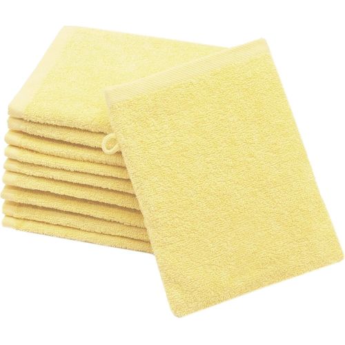 Set De 10 Gants De Toilette, 16x21 Cm, Coton, Jaune Clair[Gra12498]
