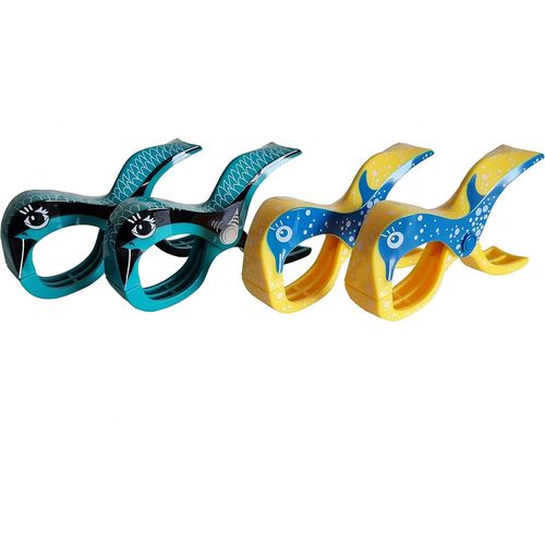 Tuuli Lot De 4 Pinces À Serviette De Plage De Qualité Supérieure (Turquoise/Jaune ¿ Bleu)[Gra13325]
