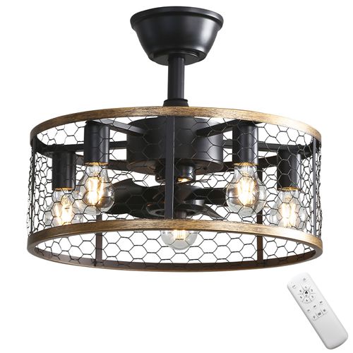 Ventilateur de Plafond, Sofucor, Ventilateur Plafond Industriel avec Lumière (Douille E27), Moteur DC Silencieux, 6 Vitesses