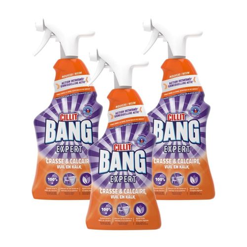CILLIT BANG Lot de 3 Sprays Rechatgeable Expert Crasse & Calcaire Spray de 750ml