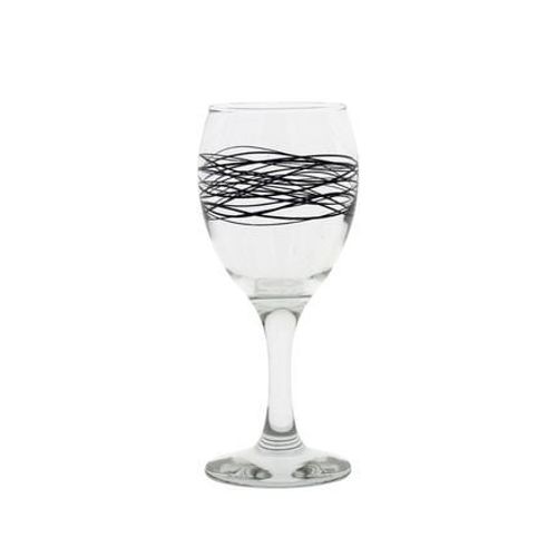 Novastyl - Lot 6 Verres À Pied Serpentin 24.5cl En Verre Avec Ligne Noire - Transparent