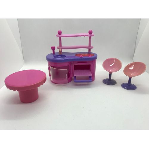 Ensemble vintage mini meubles cuisine salle à manger Hello kitty Simba Toys violet rose